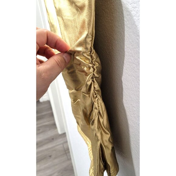 Shein One-Shoulder Gold Metallic with Ruched Sides Tank Top Size M - Picture 2 of 10